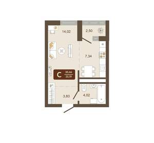 Студия квартира, вторичка, 30м2, 14/16 этаж