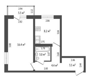 1-к квартира, вторичка, 36м2, 5/10 этаж