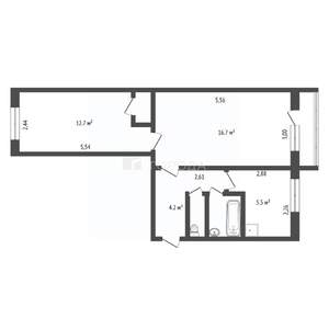 2-к квартира, вторичка, 44м2, 5/5 этаж