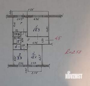 3-к квартира, вторичка, 68м2, 6/9 этаж