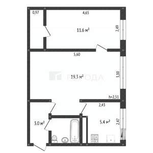 2-к квартира, вторичка, 45м2, 1/5 этаж
