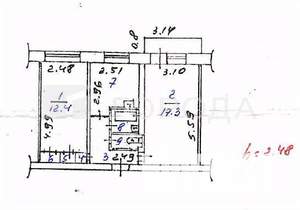 2-к квартира, вторичка, 45м2, 3/5 этаж