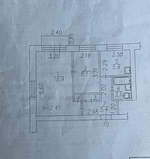 2-к квартира, вторичка, 42м2, 3/5 этаж