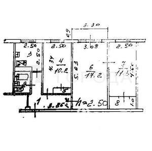 3-к квартира, вторичка, 56м2, 2/5 этаж