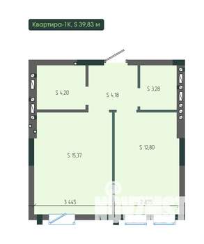 1-к квартира, вторичка, 40м2, 4/12 этаж