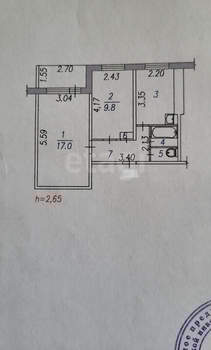 2-к квартира, вторичка, 44м2, 1/9 этаж