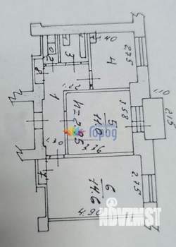 2-к квартира, вторичка, 45м2, 3/3 этаж
