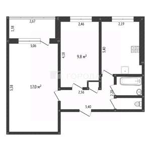 3-к квартира, вторичка, 44м2, 2/9 этаж
