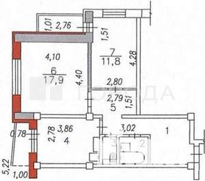2-к квартира, вторичка, 58м2, 5/9 этаж