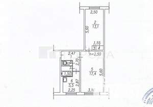 2-к квартира, вторичка, 44м2, 1/5 этаж