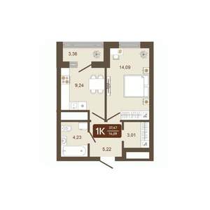 1-к квартира, вторичка, 37м2, 11/16 этаж