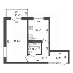 1-к квартира, вторичка, 36м2, 5/10 этаж