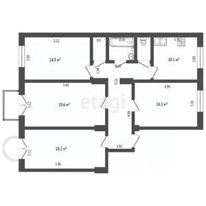 4-к квартира, вторичка, 100м2, 4/5 этаж