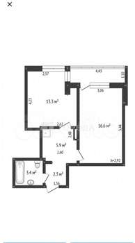 2-к квартира, вторичка, 42м2, 9/9 этаж