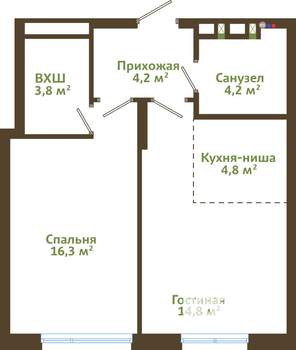 2-к квартира, вторичка, 48м2, 12/14 этаж