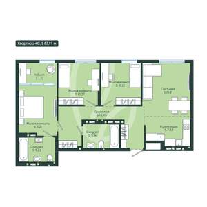 4-к квартира, вторичка, 84м2, 12/12 этаж