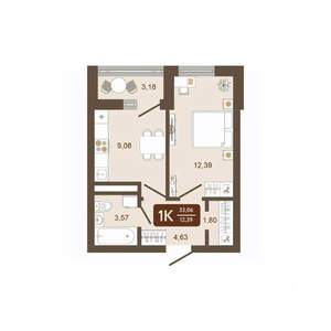 1-к квартира, вторичка, 33м2, 13/16 этаж