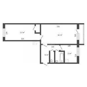 2-к квартира, вторичка, 44м2, 5/5 этаж