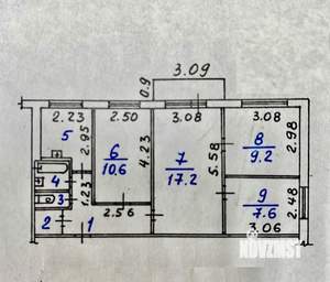 3-к квартира, вторичка, 62м2, 5/5 этаж