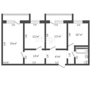 3-к квартира, вторичка, 76м2, 16/18 этаж