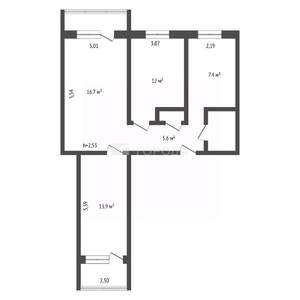 3-к квартира, вторичка, 60м2, 8/9 этаж