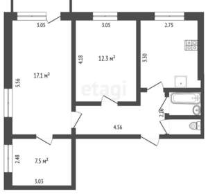 3-к квартира, вторичка, 57м2, 4/9 этаж