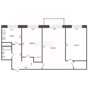 3-к квартира, вторичка, 57м2, 5/5 этаж