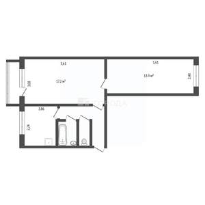 2-к квартира, вторичка, 44м2, 5/5 этаж