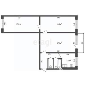 3-к квартира, вторичка, 58м2, 3/5 этаж