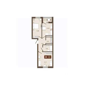 2-к квартира, вторичка, 55м2, 8/16 этаж