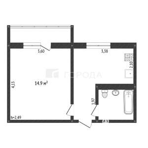 1-к квартира, вторичка, 28м2, 2/5 этаж
