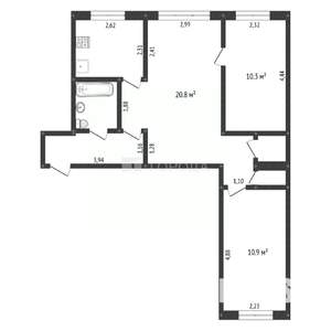 2-к квартира, вторичка, 46м2, 9/9 этаж
