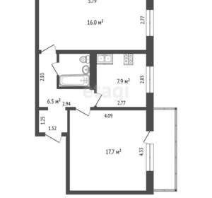 2-к квартира, вторичка, 51м2, 8/10 этаж
