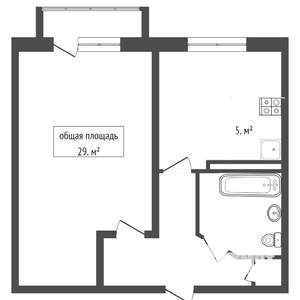 1-к квартира, вторичка, 31м2, 1/5 этаж