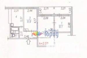 3-к квартира, вторичка, 53м2, 1/9 этаж