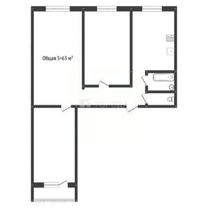 3-к квартира, вторичка, 63м2, 1/9 этаж