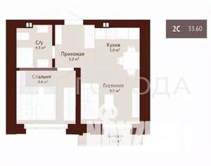 2-к квартира, вторичка, 34м2, 7/9 этаж