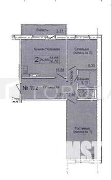 2-к квартира, вторичка, 57м2, 4/9 этаж