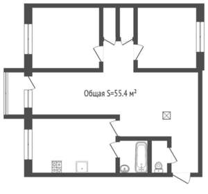 3-к квартира, вторичка, 55м2, 3/5 этаж