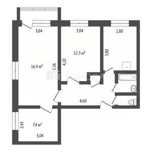 3-к квартира, вторичка, 57м2, 7/9 этаж