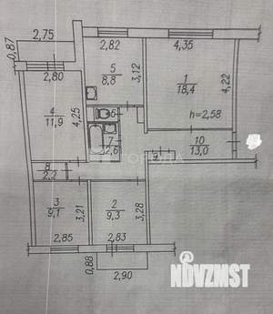 4-к квартира, вторичка, 78м2, 2/9 этаж