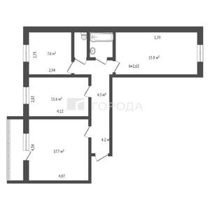 3-к квартира, вторичка, 68м2, 8/10 этаж