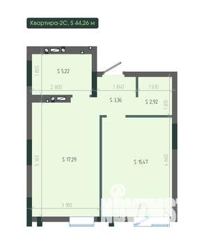 2-к квартира, вторичка, 44м2, 2/12 этаж