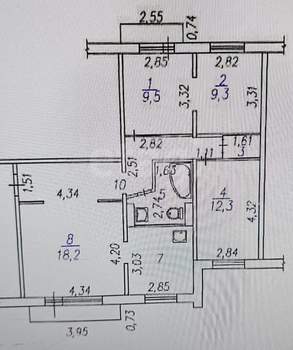 3-к квартира, вторичка, 75м2, 6/9 этаж