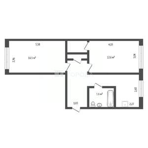 2-к квартира, вторичка, 47м2, 1/5 этаж