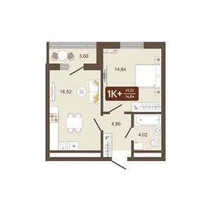 1-к квартира, вторичка, 41м2, 16/16 этаж