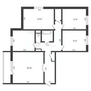4-к квартира, вторичка, 76м2, 4/9 этаж