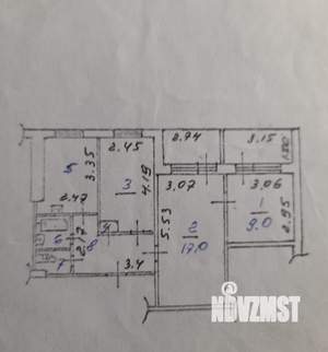 3-к квартира, вторичка, 56м2, 1/9 этаж