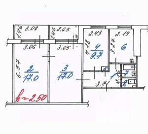 3-к квартира, вторичка, 60м2, 9/10 этаж