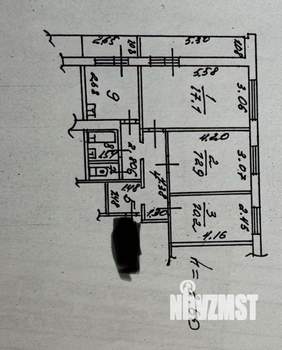 3-к квартира, вторичка, 65м2, 4/12 этаж